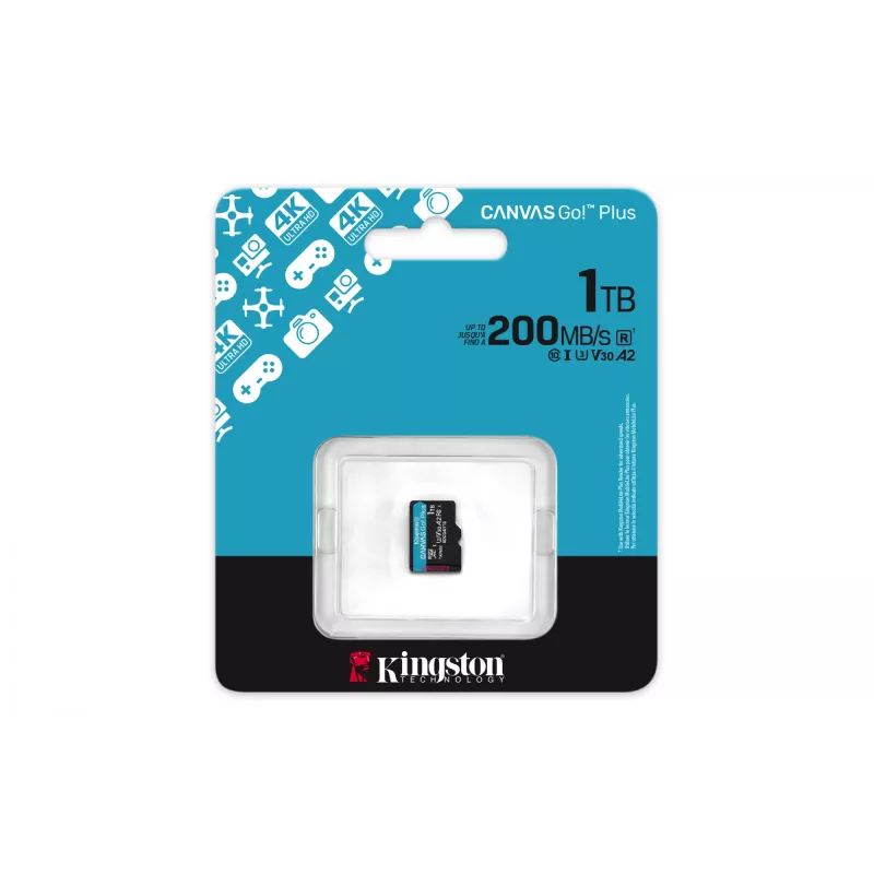 Kingston Technology 1TB microSDXC Canvas Go Plus Gen4 200R A2 U3 Einzelpackung ohne Adapter