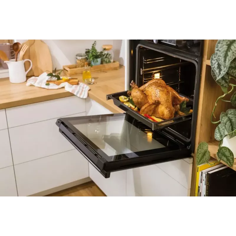 Einbau-Elektrobackofen Gorenje BSA6737E15BG — 77 l, schwarz, digitaler Timer, Konvektion, Grill, Pizzafunktion