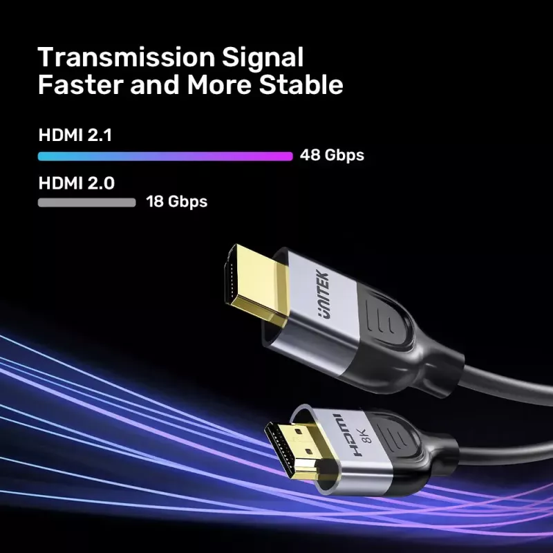 HDMI-Kabel UNITEK C11086GY01-1,5M 1,5 m 48 Gbit/s ARC Schwarz Grau