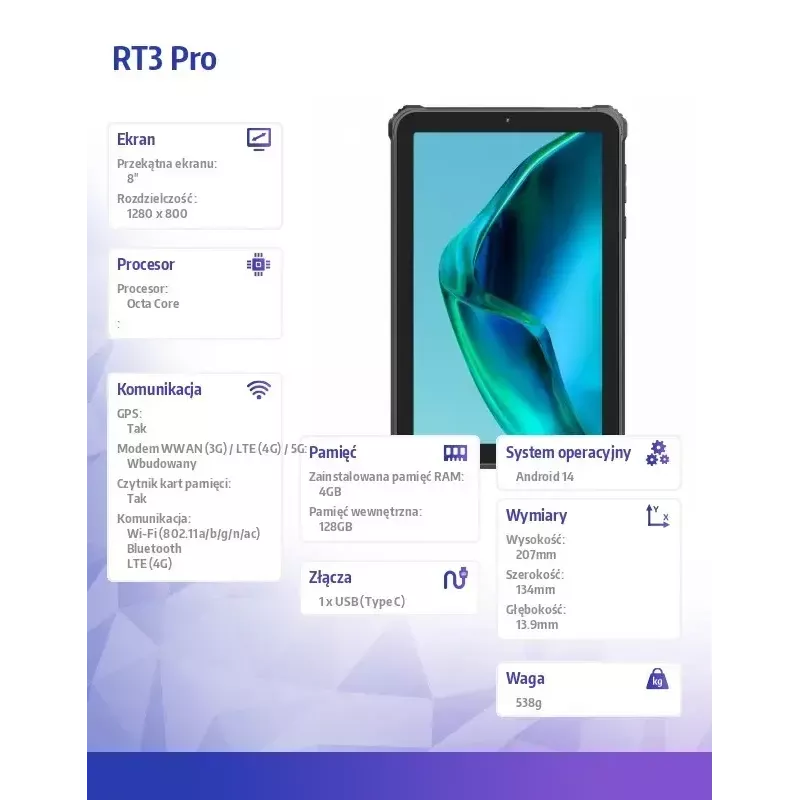 Oukitel RT3 Pro 4G 8-Zoll Outdoor-Tablet, 4 GB RAM, 128 GB, Grün