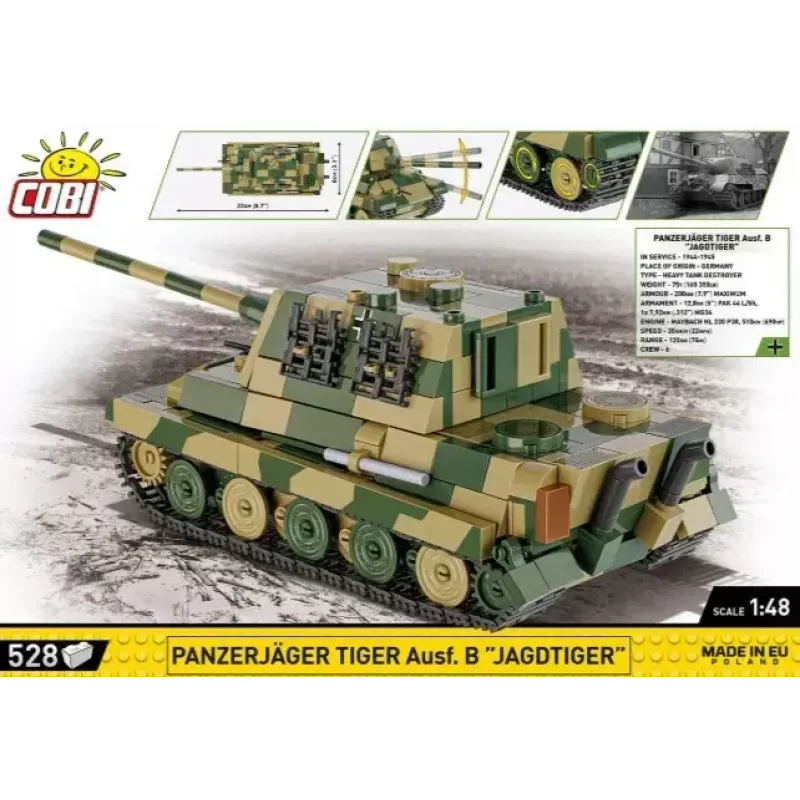 COBI 2733 Historical Collection Panzerjäger Tiger Ausf. B Jagdtiger Konstruktionsspielzeug, 528 Teile, 1:48