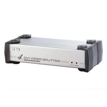 ATEN 4-Port DVI Audio/Video-Splitter, DVI, 4x DVI-I, 1920 x 1200 Pixel, Schwarz, Silber, Metall, Full HD