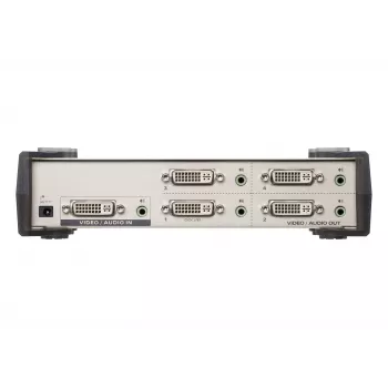 ATEN 4-Port DVI Audio/Video-Splitter, DVI, 4x DVI-I, 1920 x 1200 Pixel, Schwarz, Silber, Metall, Full HD