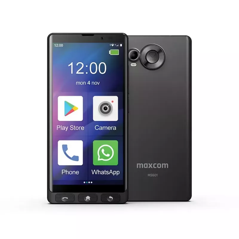 MAXCOM MS601 4G Smartphone für Senioren, 6 Zoll, 4GB/64GB, Android 14, Schwarz