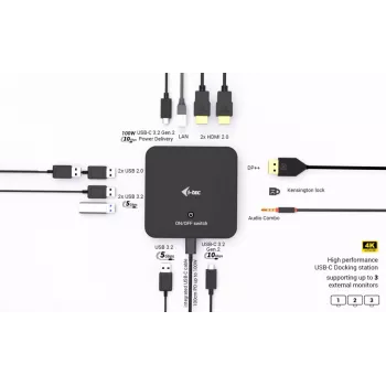 USB-C DisplayPort auf Dual-HDMI-Adapter ITEC C31TRIPLEVIDEODPPRO 4K 60Hz, 100W Power Delivery