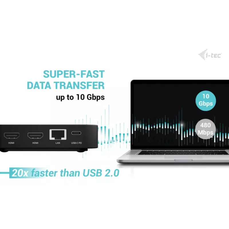 i-tec USB-C DP Dual HDMI Dockingstation, 100 W Power Delivery