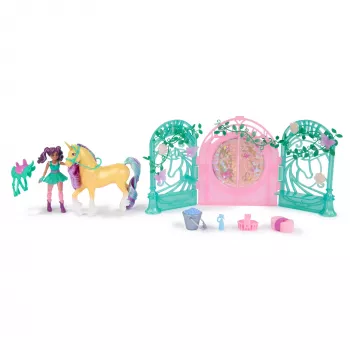 Unicorn Academy, Ava-Puppe & Farbwechsel-Blatt-Stall-Spielset, Ostergeschenk-Idee, 15 Zubehörteile, Puppen & Einhorn-Spielzeug für Mädchen ab 4 Jahren