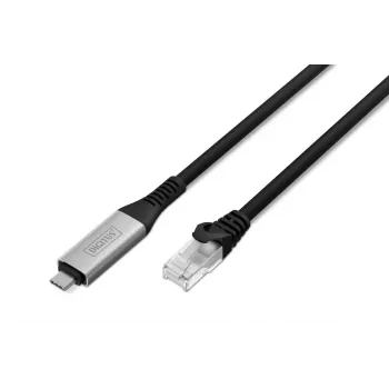 DIGITUS USB-C 3.2 Gen1 - RJ45 Ethernet-Kabel - CAT6a S/FTP Schwarz - 2m