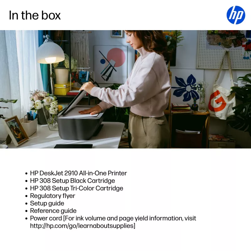 HP DeskJet 2910 Drahtloser 3-in-1 Farbdrucker Thermischer Tintenstrahl 4800x1200 DPI