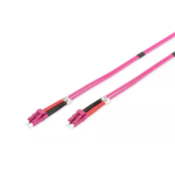 DIGITUS Glasfaser-Patchkabel, LC auf LC Multimode OM4 - 2m; Duplex, Farbe RAL4003, Länge 2m