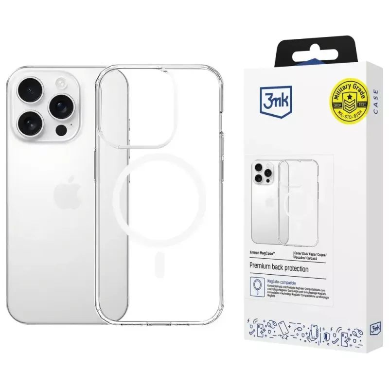 Handyhülle 3MK Armor MagCase für Apple iPhone 15 Pro MagSafe-kompatibel schlank-Design
