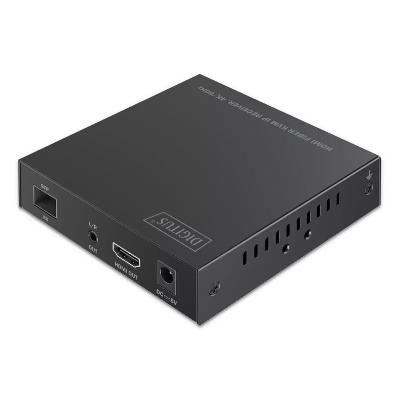 DIGITUS DS-55348 HDMI-Glasfaser-KVM-IP-Extender-Set, 4K/60 Hz, 40 km/300 m, IP 1G, Schwarz