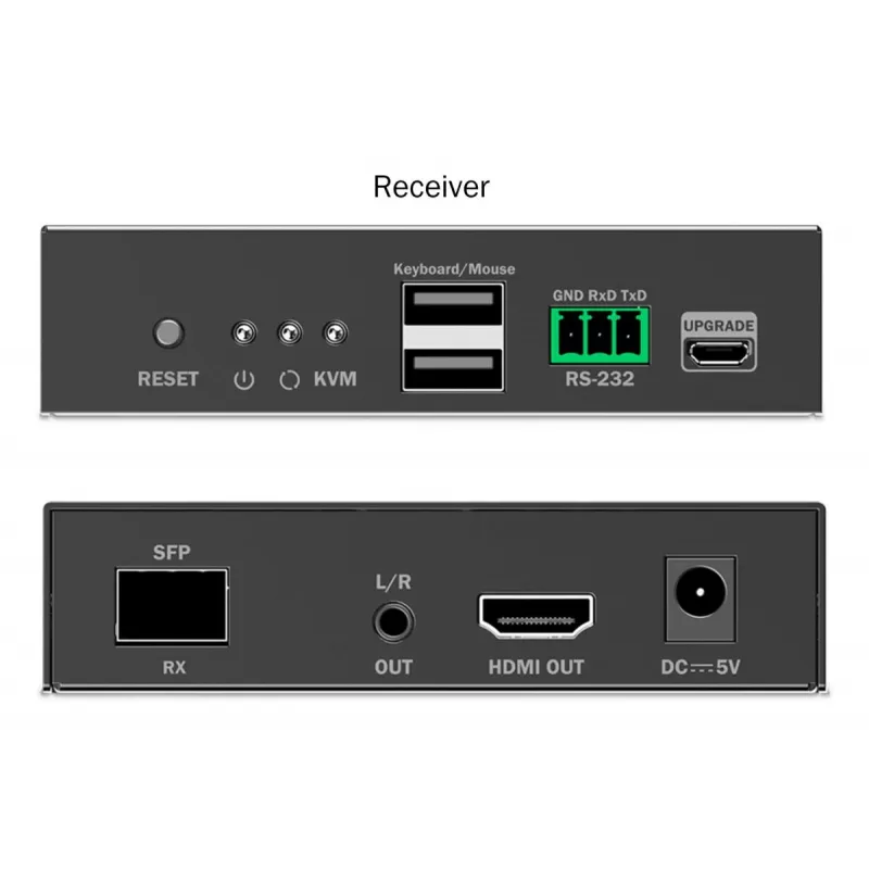 DIGITUS DS-55348 HDMI-Glasfaser-KVM-IP-Extender-Set, 4K/60 Hz, 40 km/300 m, IP 1G, Schwarz