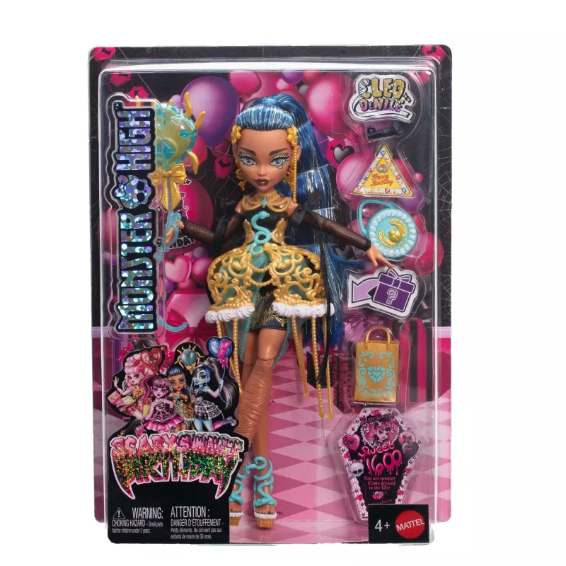 Monster High Scary Sweet Birthday Cleo De Nile Puppe im Partykleid mit Luftballon & Geschenk