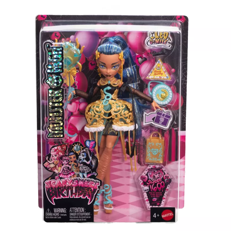 Monster High Scary Sweet Birthday Cleo De Nile Puppe im Partykleid mit Luftballon & Geschenk