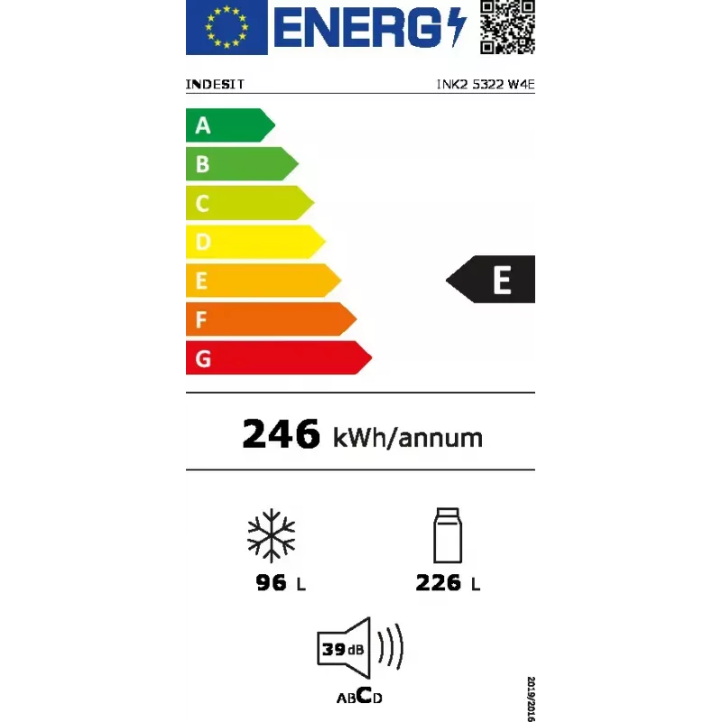 Indesit INK2 5322 W4E Kühl-Gefrierkombination Freistehend 322 L Weiß
