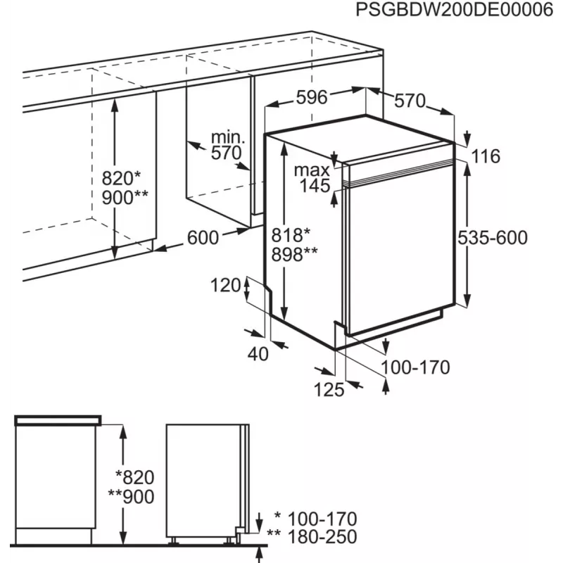 Teilintegrierter Geschirrspüler Electrolux EES47300IX, 13 Maßgedecke, 60 cm, 8 Programme, AirDry, 46 dB
