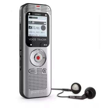 Diktiergerät Philips Voice Tracer DVT2015 Interner Speicher Flash-Karte Silber 2370 h Aufnahmezeit