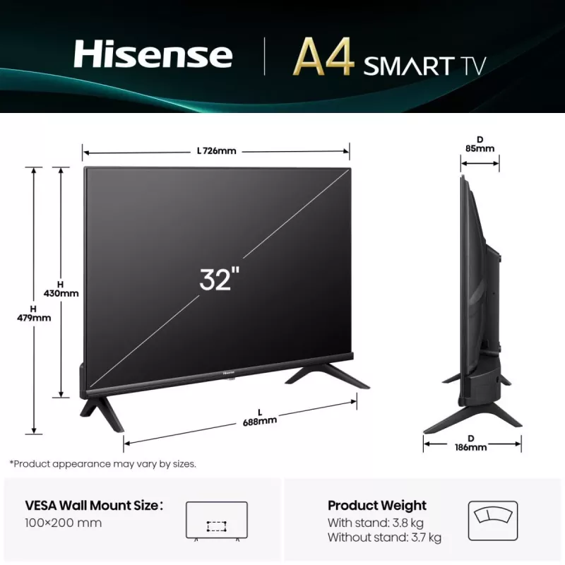 Hisense 32A4Q 81,3 cm (32 Zoll) HD Smart-TV WLAN Schwarz