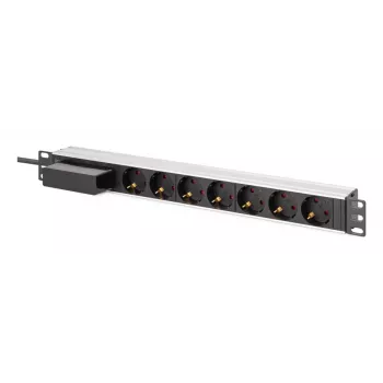 DIGITUS PDU - 1U Aluminium-Rackmount 7x Sicherheitssteckdose 16A 4000W 250VAC 50/60Hz 1x Leitungsschutzschalter