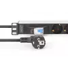 DIGITUS DN-95439 19-Zoll 1HE Aluminium Rack-PDU, 7x Schuko-Steckdosen, Leitungsschutzschalter, 16 A, 4000 W, 230 V, 50/60 Hz, 1,8 m Kabel