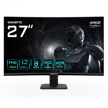 GIGABYTE GS27FC2 27 Zoll FHD Curved Gaming Monitor - 1920 x 1080, 240Hz, 1ms, 350 cd/m², HDR Ready, HDMI 2.0, Displayport 1.4