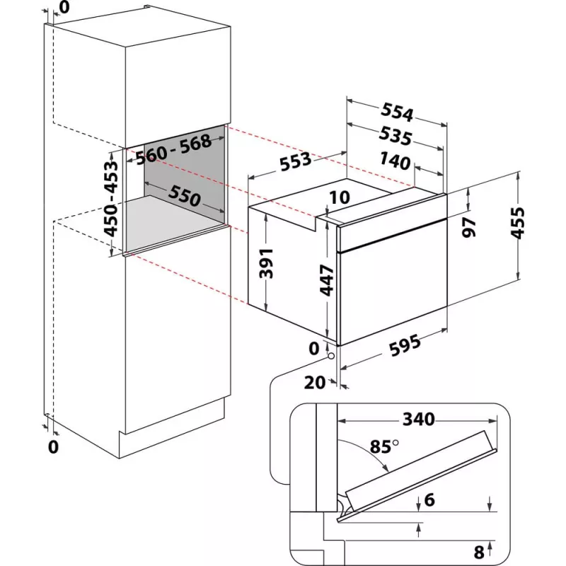 Whirlpool WMW44HMB Schwarz Grill-Mikrowelle Einbau 40 L 900 W