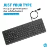 HP 150 kabelgebundene Tastatur, Full-Size (100 %), kabelgebunden, USB, mechanisch, QWERTY, Schwarz