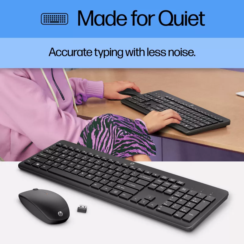 HP 230 Wireless-Maus-und-Tastatur-Kombination, Full-Size (100%), Wireless, RF Wireless, Membran, Schwarz, Maus enthalten