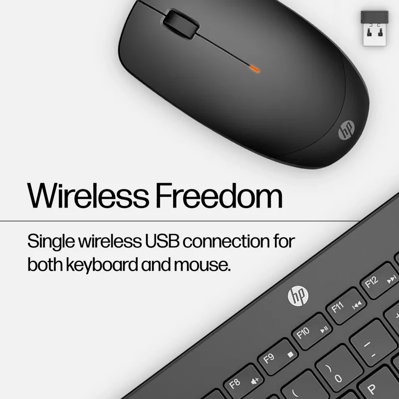 HP 230 Wireless-Maus-und-Tastatur-Kombination, Full-Size (100%), Wireless, RF Wireless, Membran, Schwarz, Maus enthalten