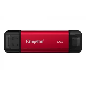 Externe SSD Kingston 2 TB Dual USB-A/USB-C, USB 3.2 Gen 2, Lesen 1050 MB/s, Schreiben 950 MB/s, Schwarz/Rot