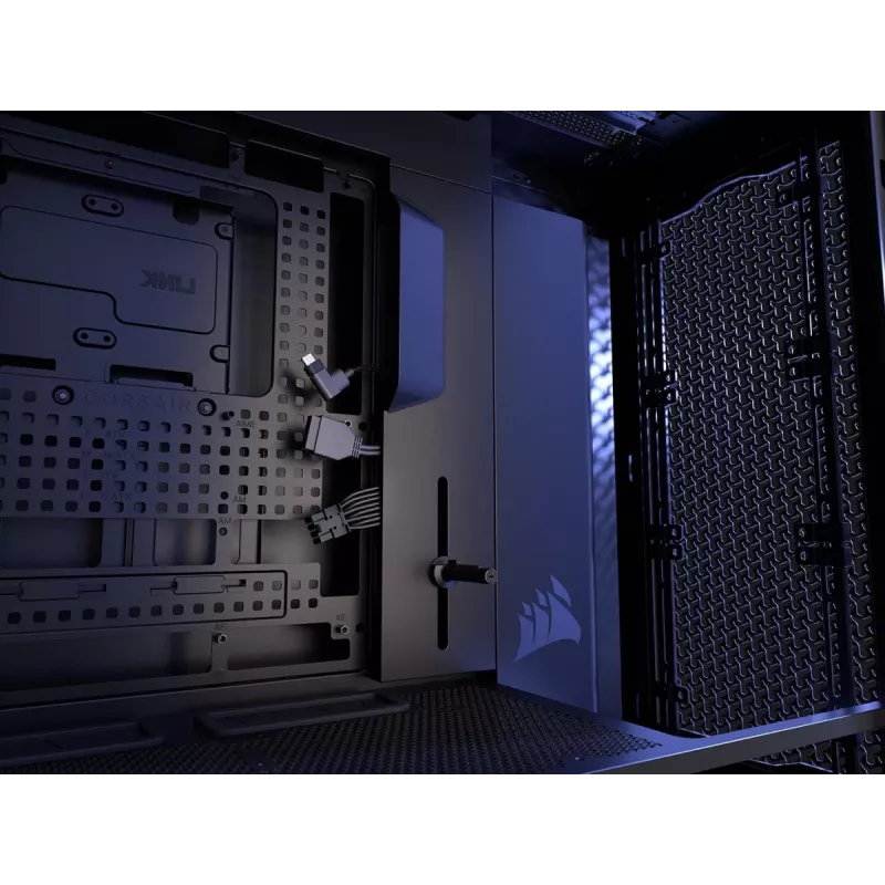 PC-Miditower-Gehäuse CORSAIR FRAME 5000D RS — Schwarz, ATX/EATX-Unterstützung, 3x 140-mm-Frontlüfter, gehärtetes Glas, 250×556×542 mm