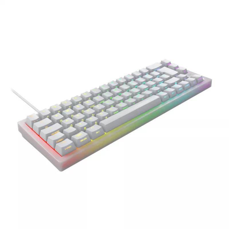 CHERRY XTRFY K5V2 RGB kompakte kabelgebundene mechanische 65-%-Gaming-Tastatur, CHERRY MX2A Red, deutsches QWERTZ-Layout, Weiß