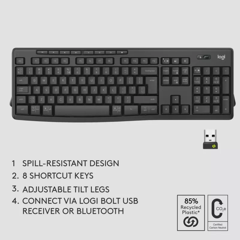 Logitech MK370 Combo for Business Wireless Tastatur and Maus Full-size QWERTZ