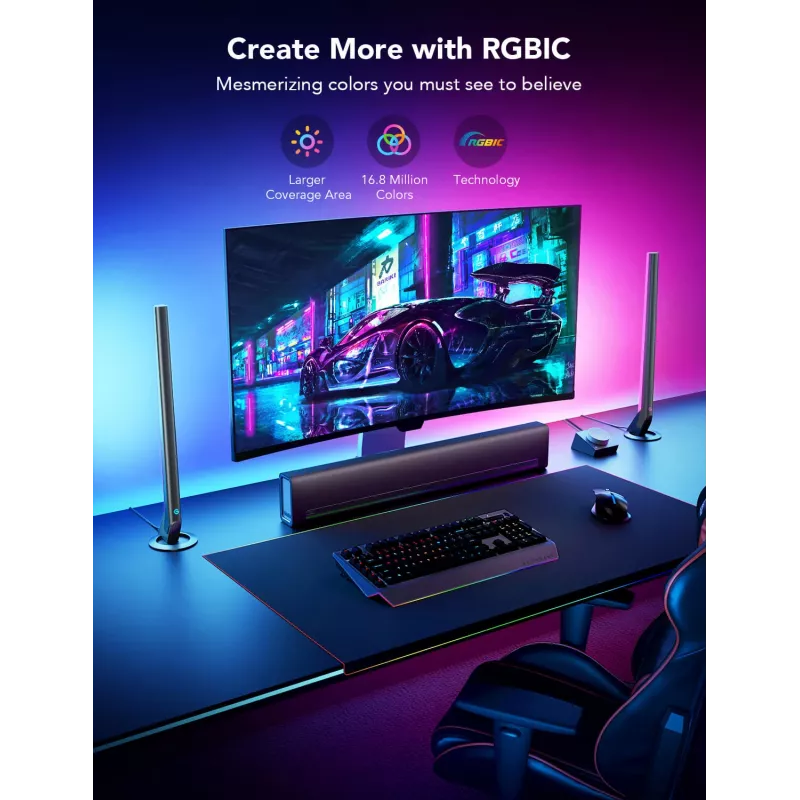 Govee H6047 RGBIC intelligente Gaming-Lichtleisten, 24 W, WLAN/Bluetooth
