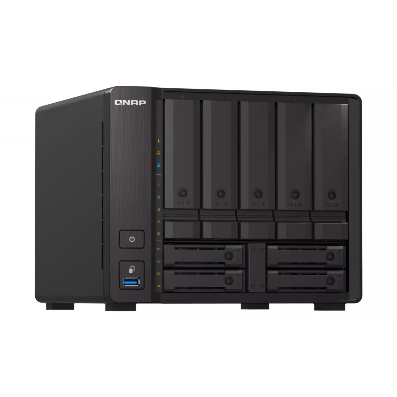 QNAP TS-H973AX NAS Tower Ryzen Embedded V1500B 8 GB DDR4 0 TB QuTS hero Black