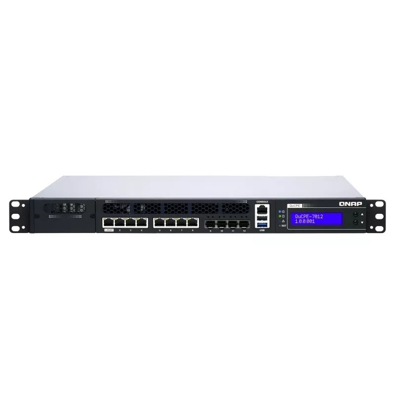 QNAP QuCPE-7012 Intel Xeon D-2146NT, 32 GB, 8x 2,5GbE RJ45 und 4x 10GbE SFP+