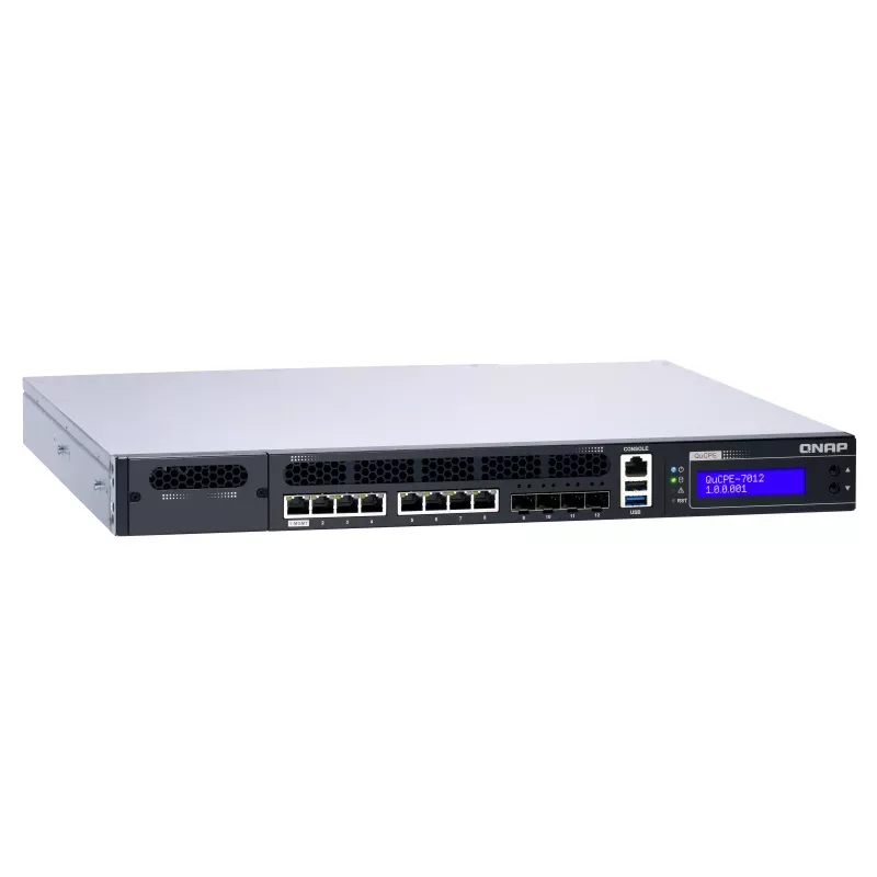QNAP QuCPE-7012 Intel Xeon D-2146NT, 32 GB, 8x 2,5GbE RJ45 und 4x 10GbE SFP+