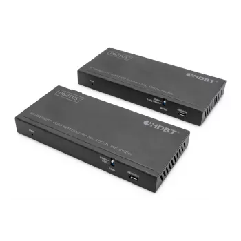 DIGITUS HDBaseT KVM Extender Set. 150m 4K/60Hz. USB 2.0. PoC. IR. Schwarz