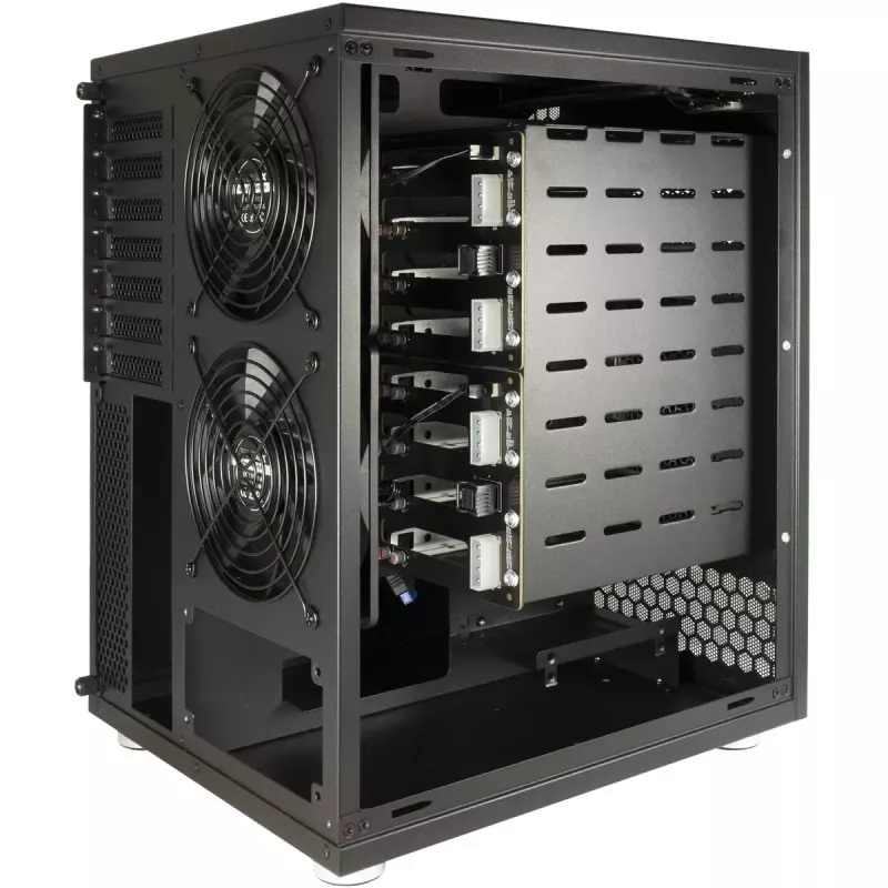 Inter-Tech IPC NAS-8 Mini-NAS-Gehäuse, 8 Laufwerksschächte, ITX/Micro-ATX/ATX, Schwarz
