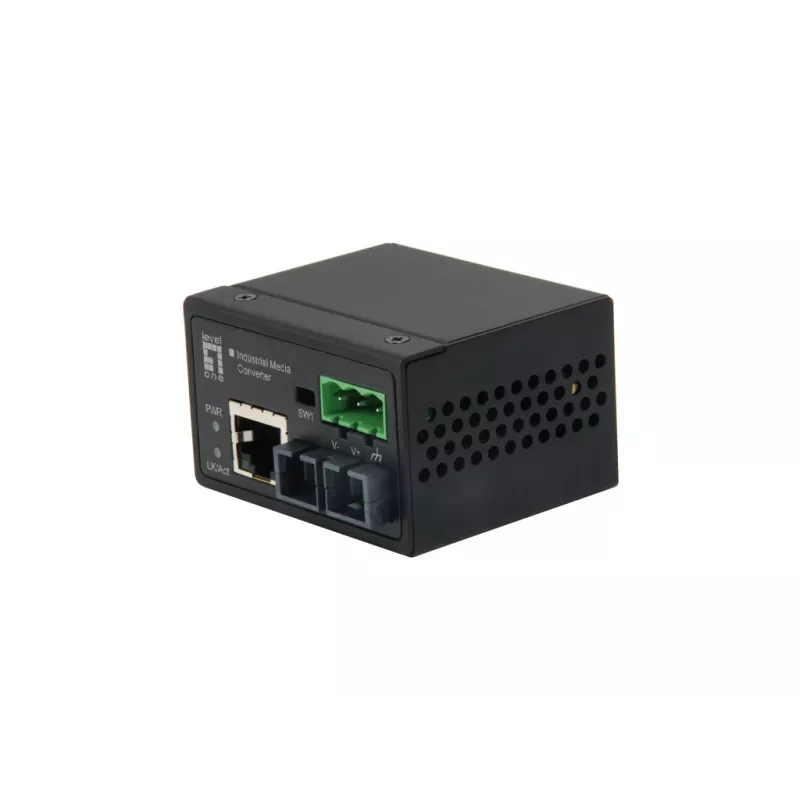 LevelOne IEC-4002 Industrieller Medienkonverter RJ45 auf ST, Fast Ethernet 100 Mbit/s, Multimode-Glasfaser, 1310 nm, 2 km