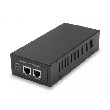 LevelOne Gigabit PoE Injektor, 60 W, 802.3at/af PoE, Gigabit Ethernet, 10,100,1000 Mbit/s, IEEE 802.3af, IEEE 802.3at, IEEE 802.3bt, Schwarz, Strom, 60 W