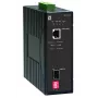 LevelOne IEC-2000 Industrieller Gigabit-Medienkonverter RJ45 auf SFP, IP30, 12-48 V DC, Aluminium, Schwarz