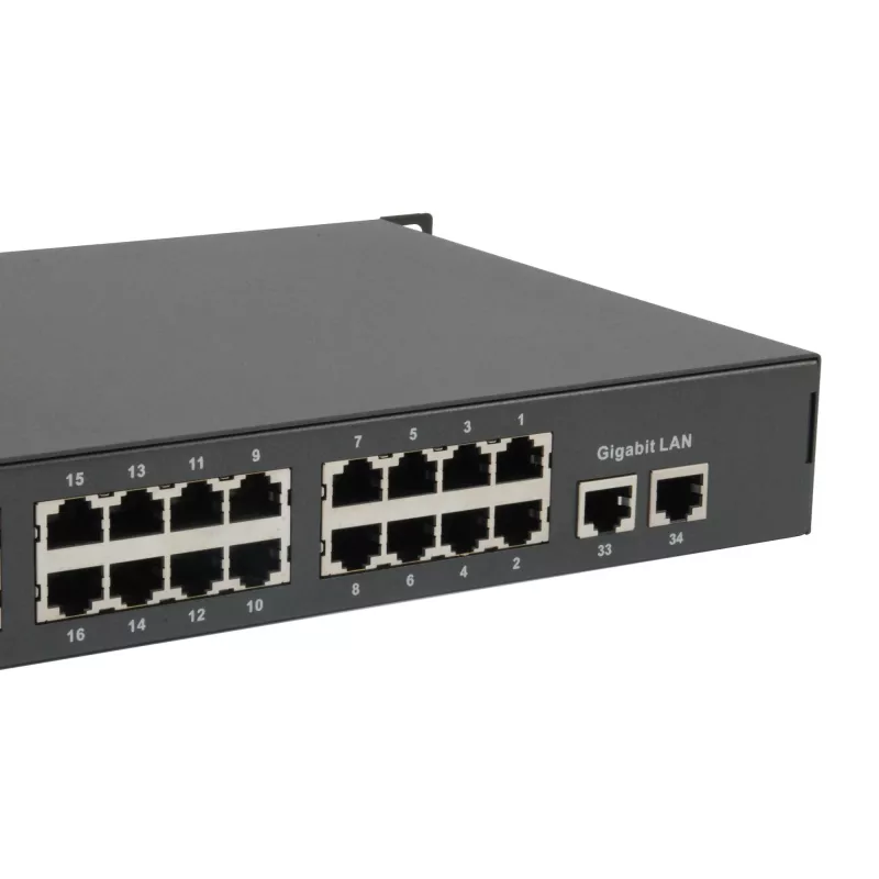 LevelOne 34-Port Fast-Ethernet-PoE-Switch, 802.3at/af PoE, 32 PoE-Ausgänge, 2 x Gigabit RJ45, 630W
