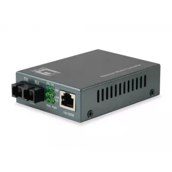LevelOne RJ45 auf SC Fast Ethernet Medienkonverter, Singlemode-Faser, 1310nm, 20km