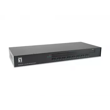 LevelOne 16-Port PS/2-USB VGA KVM-Switch, 2048 x 1536 Pixel, Rack-Montage, 1U, Schwarz
