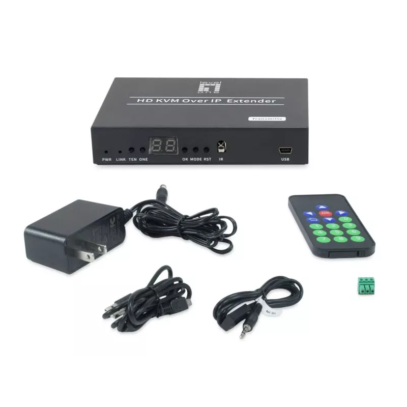 AV-Transmitter LEVELONE HVE-6701T — HDMI 1.3b, bis 1920×1080, Cat5e/Cat6/Cat7, Mini‑USB, 12 V DC