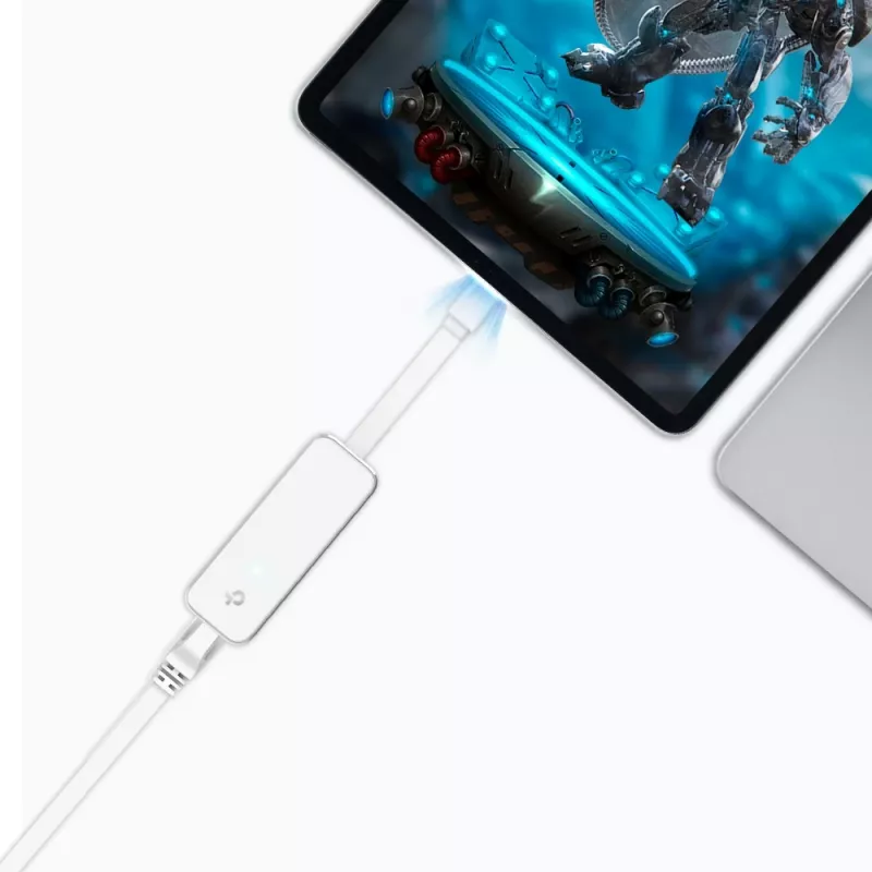 TP-Link UE330C USB-C-Hub mit 3 USB-3.0-Anschlüssen und Gigabit-Ethernet, Weiß