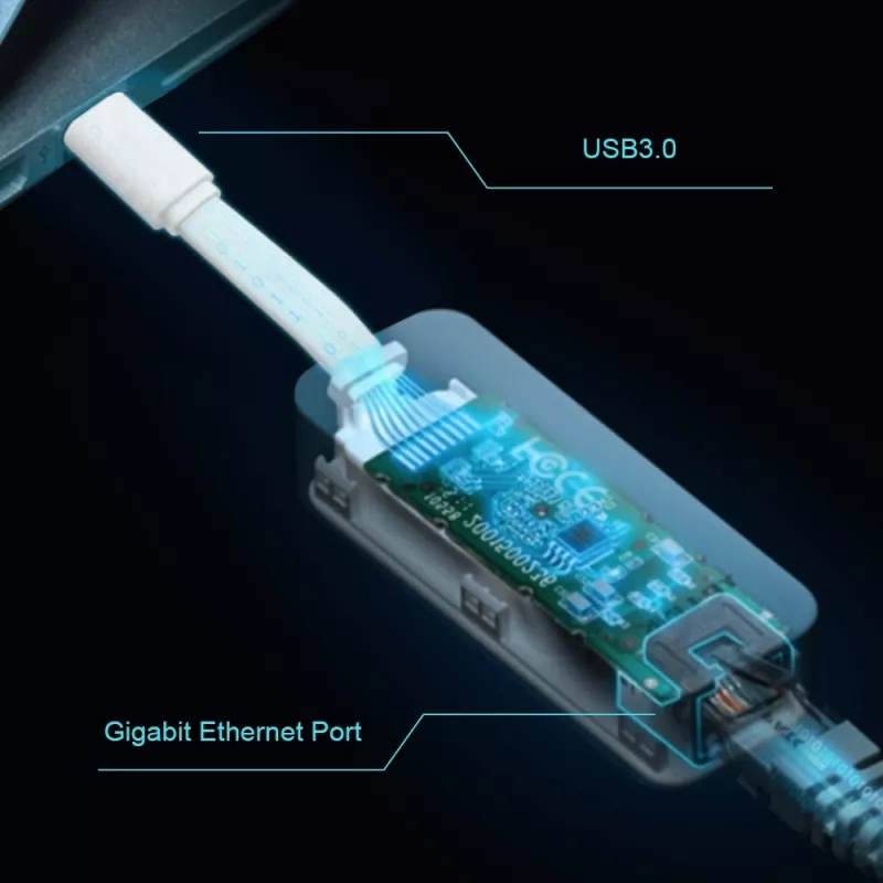 TP-Link UE330C USB-C-Hub mit 3 USB-3.0-Anschlüssen und Gigabit-Ethernet, Weiß