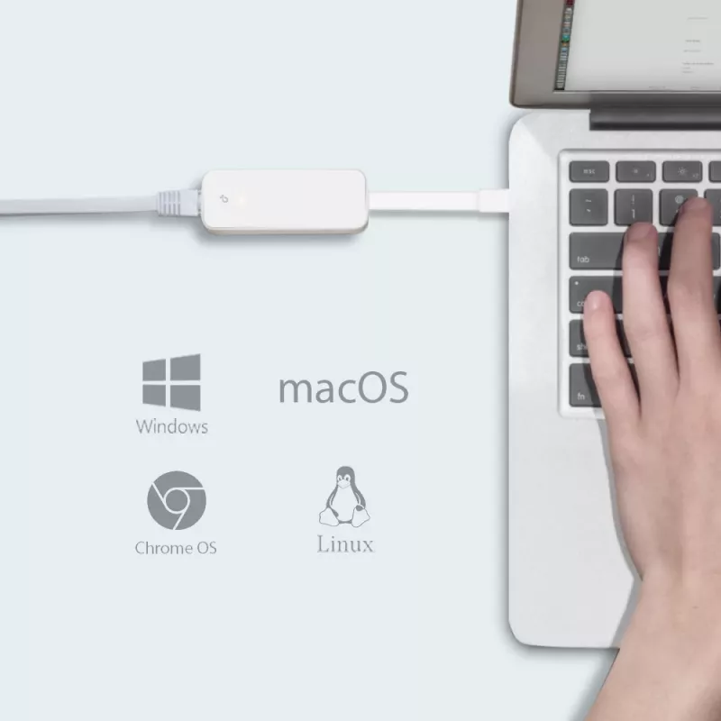 TP-Link UE330C USB-C-Hub mit 3 USB-3.0-Anschlüssen und Gigabit-Ethernet, Weiß